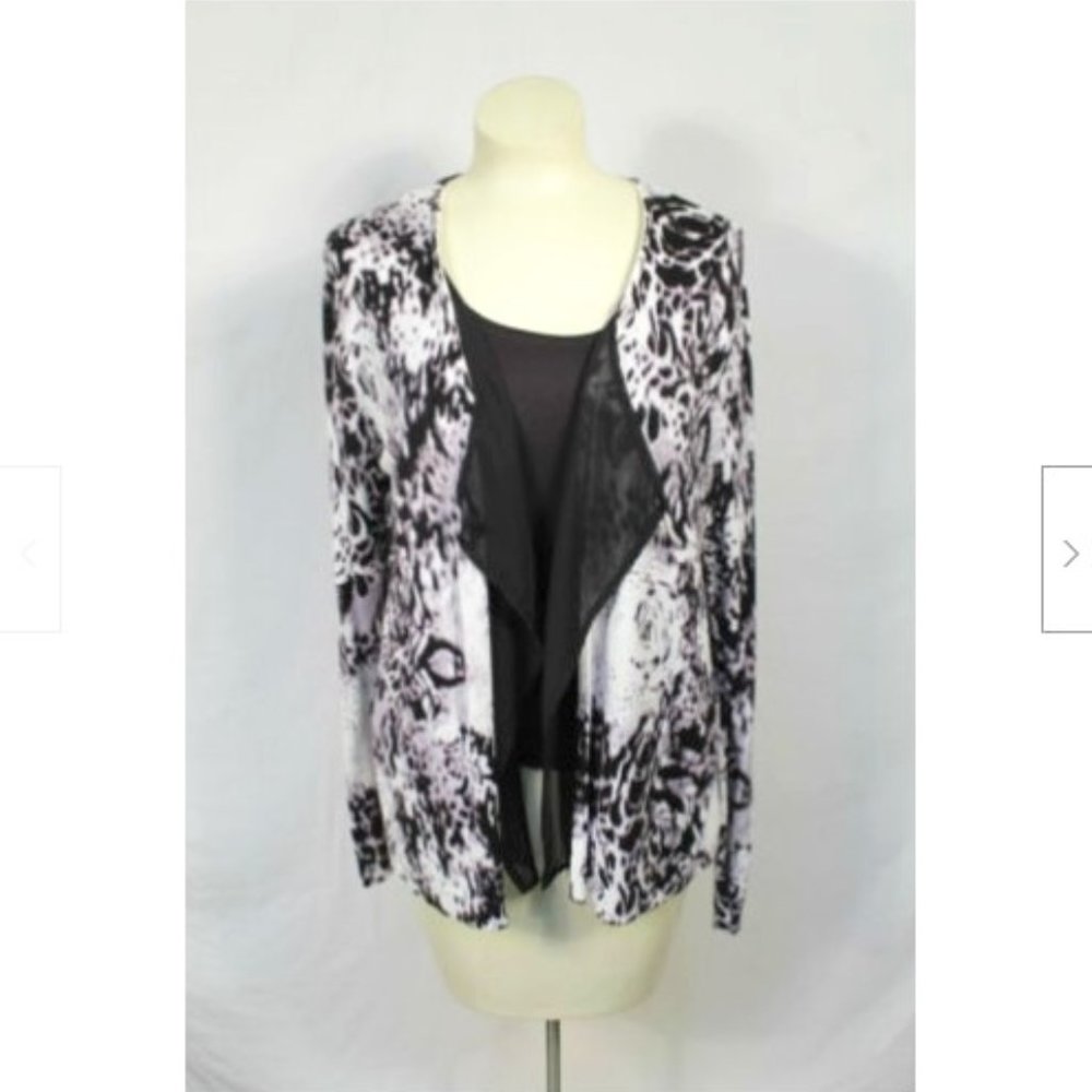Knit by Hampshire Studio Black White Floral Cardi